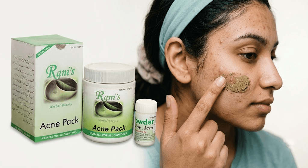 Applying herbal acne powder paste for pimples treatment